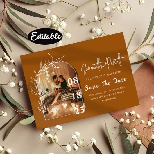 Beautiful Terracotta Arch Save The Date Invitation Einladung