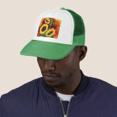 Beautiful Three Sunflowers Trucker Hat - Malerei Truckerkappe (Beispiel)