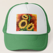 Beautiful Three Sunflowers Trucker Hat - Malerei Truckerkappe (Vorderseite)