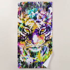 Beautiful Tiger | Farbiges Tiger Beach Handtuch