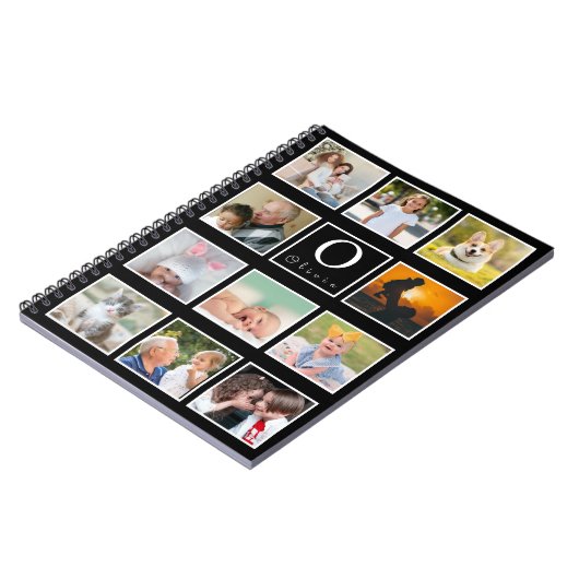 Beautiful Trendy Custom Monogram 11 Photos Collage Notizblock (Linke Seite)