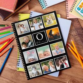 Beautiful Trendy Custom Monogram 11 Photos Collage Notizblock