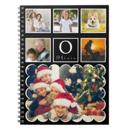 Beautiful Trendy Custom Monogram 6 Photo Collage Notizblock