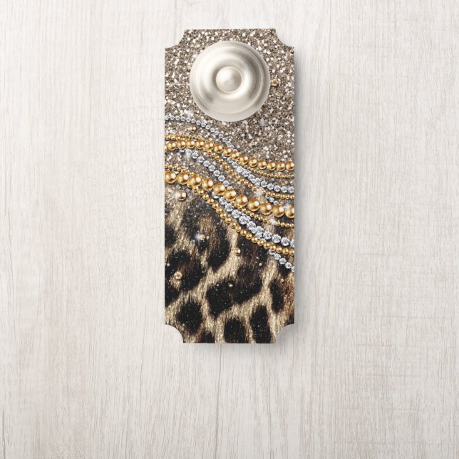 Beautiful Trendy Leopard Faux Animal Print Türanhänger (Auf Knauf)