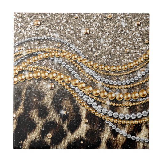 Beautiful Trendy Leopard Imitate Animal Print Fliese (Vorderseite)