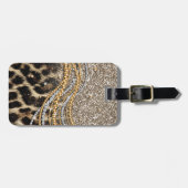 Beautiful Trendy Leopard Imitate Animal Print Gepäckanhänger (Vorderseite horizontal)