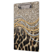 Beautiful Trendy Leopard Imitate Animal Print Klemmbrett (Links)