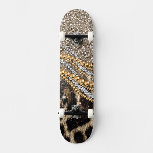 Beautiful Trendy Leopard Imitate Animal Print Skateboard (Vorderseite)