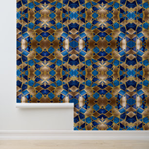 Beautiful Trendy Ocean Blue Gold Collection Tapete