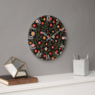 Beautiful Trendy Vintag Floral Collection Große Wanduhr