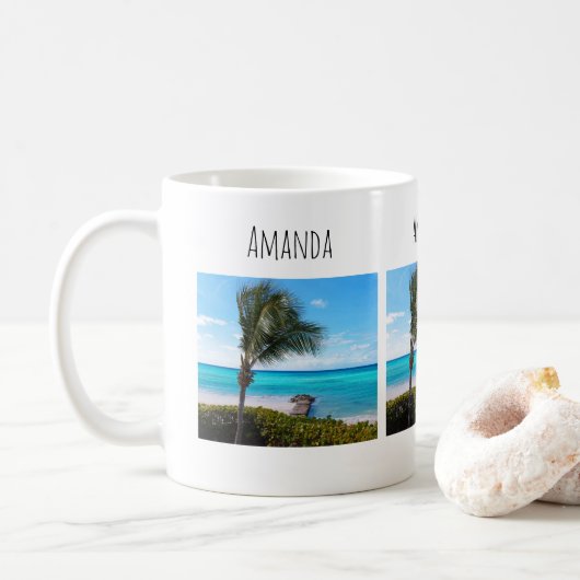 Beautiful Tropical Beach Breezy Palm Tree Kaffeetasse (Mit Donut)