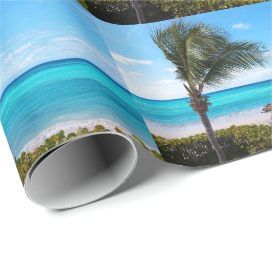 Beautiful Tropical Beach Breezy Palm Tree Pattern Geschenkpapier (Rolleneckpunkt)