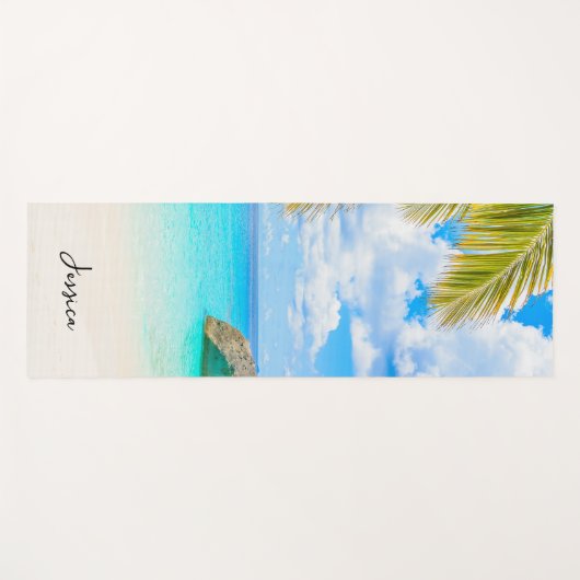 Beautiful Tropical Beach with Script  Yogamatte (Vorderseite (Horizontal))