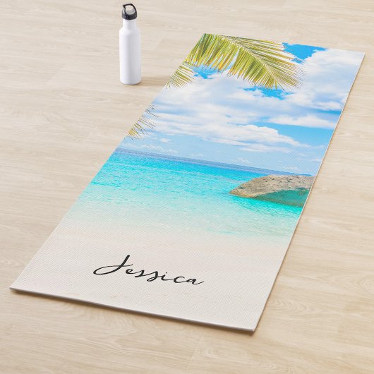 Beautiful Tropical Beach with Script  Yogamatte