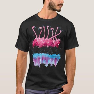 Beautiful Tropical Dancing Pink Flamingos Small T-Shirt
