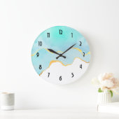 Beautiful Tropical Green with Gold Border Große Wanduhr (Zuhause)