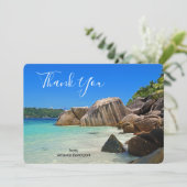 Beautiful Tropical Sea Rocky Coastline Dankeskarte (Stehend Vorderseite)