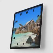 Beautiful Tropical Sea Rocky Coastline Quadratische Wanduhr (Winkel)