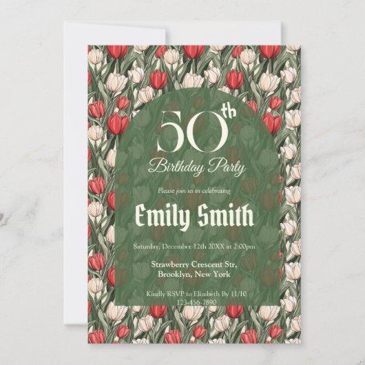 Beautiful Tulip Themed Outdoor Birthday Einladung (Vorderseite)