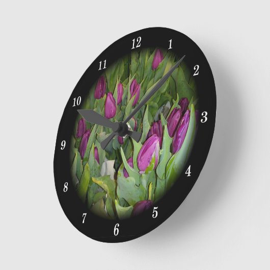 Beautiful Tulips Wall Clock Runde Wanduhr (Winkel)