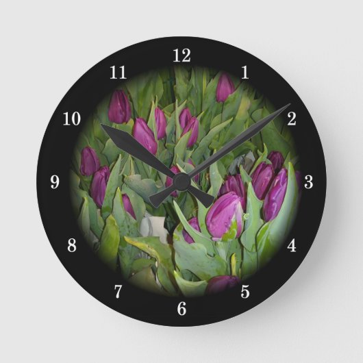Beautiful Tulips Wall Clock Runde Wanduhr (Vorderseite)