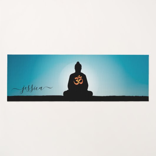 Beautiful Türkis Buddha Om Custom Yogamatte (Vorderseite (Horizontal))