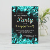 Beautiful Türkise Diamond Geburtstag einladen Einladung (Stehend Vorderseite)