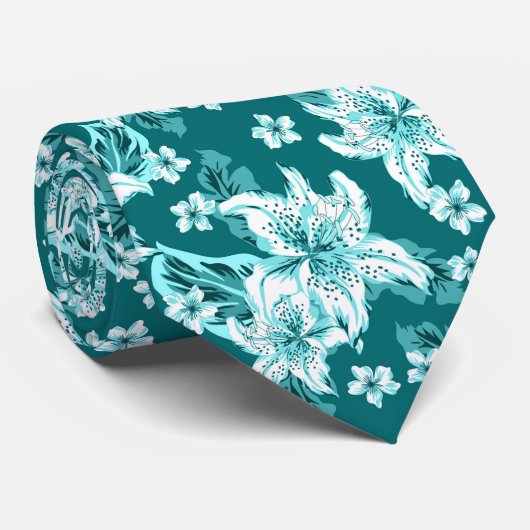 Beautiful turquoise flower pattern krawatte (Gerollt)