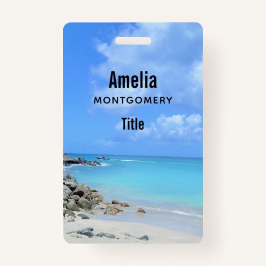 Beautiful Turquoise Tropical Beach Ausweis (Rückseite)