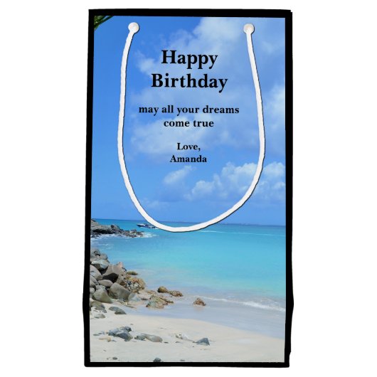 Beautiful Turquoise Tropical Beach Birthday Kleine Geschenktüte (Vorderseite)