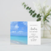 Beautiful Turquoise Tropical Beach  Birthday Postkarte (Stehend Vorderseite)
