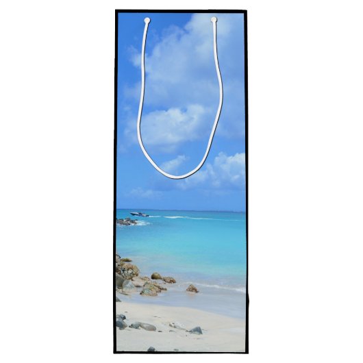 Beautiful Turquoise Tropical Beach Geschenktüte Für Weinflaschen (Rückseite)