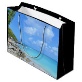 Beautiful Turquoise Tropical Beach Große Geschenktüte (Rückseite Schrägansicht)