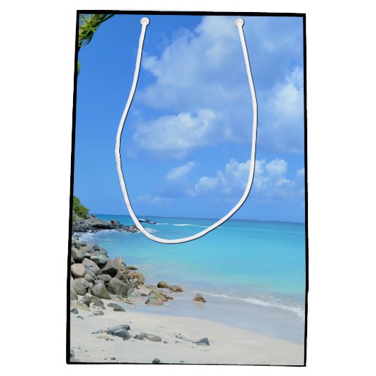 Beautiful Turquoise Tropical Beach Mittlere Geschenktüte (Rückseite)