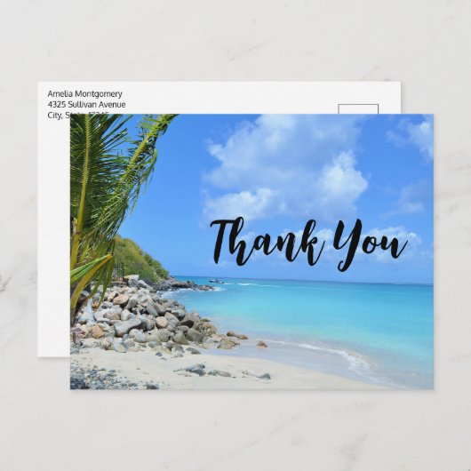 Beautiful Turquoise Tropical Beach Thank You Postkarte (Vorne/Hinten)