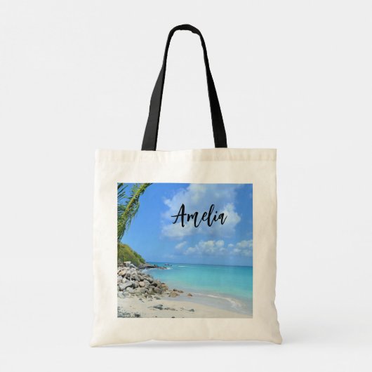 Beautiful Turquoise Tropical Beach Tragetasche (Rückseite)