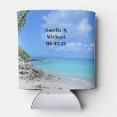 Beautiful Turquoise Tropical Beach Wedding Dosenkühler (Rückseite)