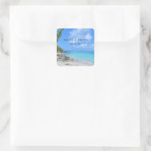 Beautiful Turquoise Tropical Beach  - Wedding Quadratischer Aufkleber (Tasche)