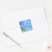 Beautiful Turquoise Tropical Beach  - Wedding Quadratischer Aufkleber (Umschlag)