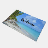 Beautiful Turquoise Tropical Beach Welcome Fußmatte (Schrägansicht)
