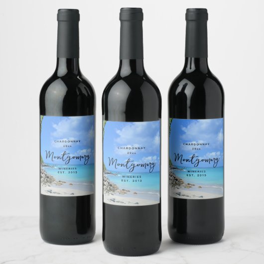 Beautiful Turquoise Tropical Beach Wine Making Weinetikett (Flaschen)