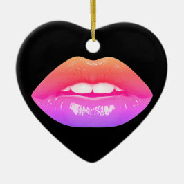Beautiful Two-Tone Lips on a Valentines Day Tree  Keramik Ornament
