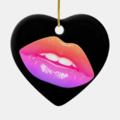Beautiful Two-Tone Lips on a Valentines Day Tree Keramik Ornament (Hinten)