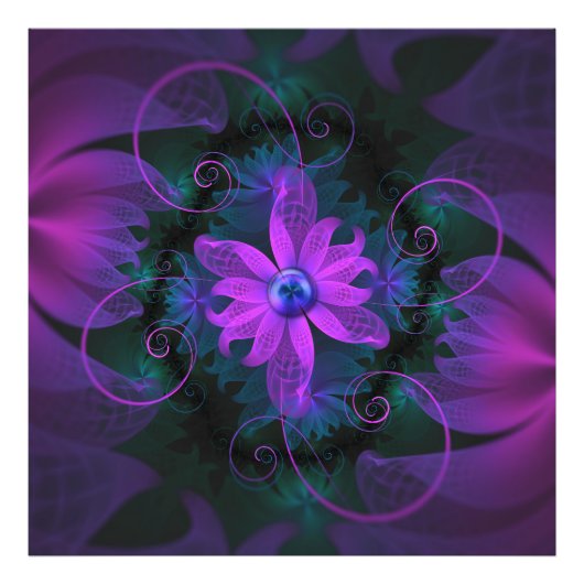 Beautiful Ultraviolet Lilac Orchid Fraktal Blume Fotodruck (Vorne)