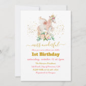 Beautiful Unicorn 1. Geburtstag Einladung (Vorderseite)