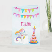 Beautiful Unicorn 7. Geburtstag Blau Karte (Vorderseite)