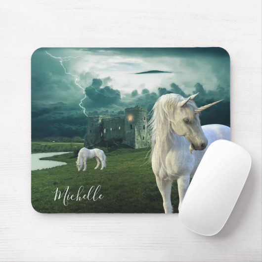 Beautiful Unicorn Castle Fantasy Personalized Mousepad (Mit Mouse)