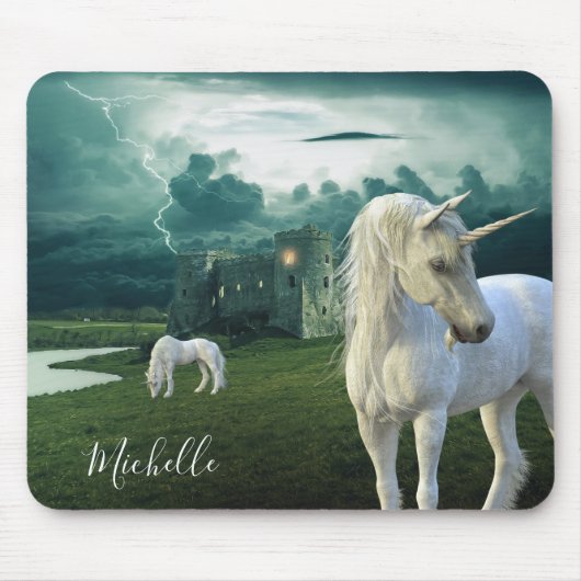 Beautiful Unicorn Castle Fantasy Personalized Mousepad (Vorne)
