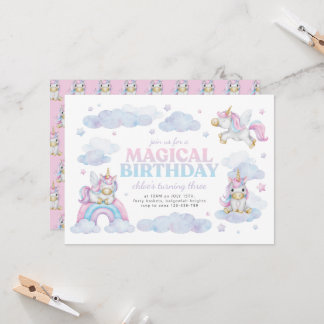 Beautiful Unicorn Erstgeburtstag Einladung Mädchen