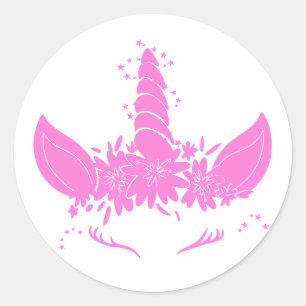 Beautiful unicorn head - Choose background color Runder Aufkleber